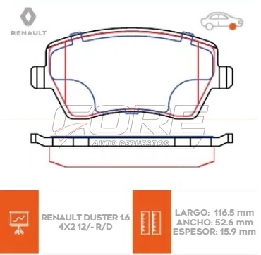 Pastillas de freno ceramica para Renault Duster 2012 >