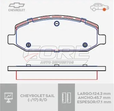 Pastillas de freno cerámica para Chevrolet Sail 1.4L